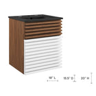 Modway - Render Fixation murale de 18" Vanette de salle de bain - Noyer blanc Noir-Conception murale