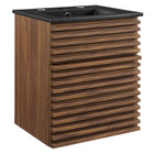 Modway - Render Fixation murale de 18" Vanette de salle de bain - Noir noyer-Vanité moderne du milieu du siècle