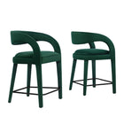 Modway - Pinnacle Performance Velvet Tabouret de comptoir - Vert Noir - Ensemble de 2-Ensemble de tabourets moderne