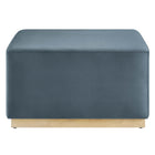 Modway - Tilden Grand velours de performance carré de 28 pouces Rembourré Ottoman - Cadet Blue Natural-Capacité de poids : 506 lbs.