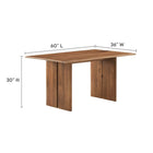 Modway - Amistad 60 po Bois Table à manger, Noyer-Construction en bois massif de manguier