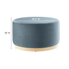 Modway - Tilden Grand Velours rond de performance de 29" Rembourré Ottoman - Cadet Blue Natural-Tissu résistant aux taches