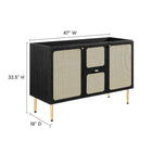 Modway - Chaucer 48" Armoire de toilette de salle de bain (lavabo non inclus) - Noir-Étagères ajustables