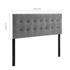 Modway - Emily Biscuit Touffé Performance Velvet Tête de lit King, Gris-Sellerie en velours en polyester
