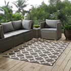 Modway - Cerelia Treillis marocains intérieurs et extérieurs Tapis de 5 pi l x 8 pi L - Gris et beige-Tissage serré à poil bas