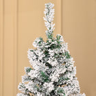 HOMCOM - Sapin de Noël artificiel 6' enneigé pré-illuminé avec lumières - vert-Pieds en acier pliables et démontables pour un rangement facile 