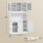 HOMCOM - Armoire de cuisine avec éclairage LED et buffet de rangement - blanc-Le plan de travail dispose d'un trou pour les câbles afin d'utiliser les appareils proprement 