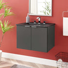 Modway - Maybelle 24" Vanité de salle de bain murale - Gris Noir-Bassin d’évier en céramique