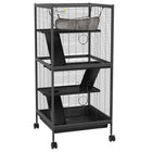 PawHut - Cage à 4 niveaux pour lapin, cochon d’Inde, furet, rat, hamster 45 po H - gris charbon-Idéal pour une variété de petits animaux, y compris les visons domestiques, chinchillas, petits chats et autres petits animaux de taille similaire 