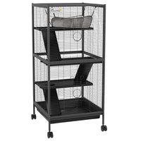 PawHut - Cage à 4 niveaux pour lapin, cochon d’Inde, furet, rat, hamster 45 po H - gris charbon-Idéal pour une variété de petits animaux, y compris les visons domestiques, chinchillas, petits chats et autres petits animaux de taille similaire 