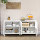 HOMCOM - Buffet de cuisine style ferme 51,2 po L - blanc-Étagères intérieures réglables pour des objets de différentes hauteurs 