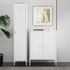 Manhattan Comfort - Ensemble de 2 armoires modernes d’appoint et de rangement Naomi - Blanc-Porte ventilée Caractéristique Armoire haute Inclut une clé