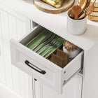 HOMCOM - Armoire de garde-manger 71 po avec station de recharge - blanc-Les portes arquées et les détails à rainures ajoutent un charme chaleureux et moderne 
