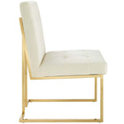 Modway - Privy Acier inoxydable doré Performance Velvet Chaise à manger - Ivoire d’or-Base en acier inoxydable doré