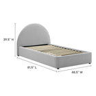 Modway - Resort Tissu rembourré Lit jumeau rond voûté, Tissage à bruyère gris clair-Capacité de poids : 800 lb