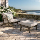 Modway - Saratoga Terrasse extérieure Bois de teck Chaise et ensemble ottoman, Caillou-Conception à lattes