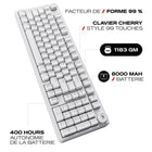 Cybeart - Akula 99 Clavier Gaming Sans Fil Tri-Mode Rgb - Blanc-Conception à 5 couches avec joints en mousse Poron et IXPE pour une isolation acoustique optimale et un confort de frappe exceptionnel. Les couches internes amortissantes minimisent la résonance et suppriment l’écho, produisant un son riche et feutré pour une frappe plus silencieuse
