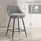 HOMCOM - Tabourets de bar pivotants hauteur comptoir 26 po - gris foncé - paquet de 2-Tissu aspect lin avec une mousse épaisse et haute densité offrant confort et soutien 
