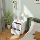 HOMCOM - Table de nuit, style mi-siècle pour chambre à coucher - blanc-Deux tiroirs pour ranger des livres, des stylos ou des essentiels pour la nuit
