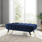Modway - Adept 47.5" Performance Velvet Banc - Bleu Minuit-Rembourrage en mousse dense pour le confort