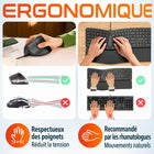 Delton - Ensemble clavier et souris filaires ergonomiques KB250&S38 - noir-Ce clavier ergonomique est doté d'un repose-poignet moelleux, offrant un soutien optimal pour une meilleure posture de frappe et une fatigue réduite.