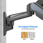 ShoppingAll Support mural pneumatique à double ressort à gaz pour double écran - Noir-Rotation de 360 degrés pour passer de l'écran en mode paysage à l'écran en mode portrait