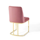 Modway - Amplify Base de traîneau Performance Velvet Fauteuil d’appoint de salle à manger - Rose Poussiéreuse d’Or-Capacité de poids de la chaise : 331 lb.