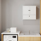 HOMCOM - Armoire murale de salle de bain style ferme avec étagère réglable - blanc-Conception murale qui économise un espace précieux au sol, idéale pour les petites salles de bain