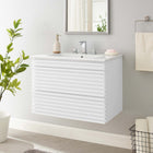 Modway - Render Fixation murale de 30" Vanette de salle de bain - Blanc blanc-Coiffeuse à grains de noyer