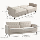 HOMCOM - Canapé-lit convertible moderne - beige-Le tissu effet lin est doux au toucher et respirant 