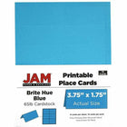 JAM Paper - Marque-places imprimables 3 3/4 po x 1-3/4 po - Marque-places bleus, paquet de 12-Taille : 3,75 x 1,75 pouces / Les cartes nominatives aident les invités à trouver leur place et à mémoriser les noms des autres invités à leur table.