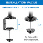 Mount-It! - Support de moniteur réglable, pour écrans jusqu'à 32 pouces, noir-Dimensions du plateau pour clavier : 7,7 po x 25,7 po
