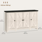 HOMCOM - Buffet style ferme 47,2 po L - grain de bois blanc-Utilisation polyvalente comme buffet, meuble TV, armoire de salle de bain ou d’entrée 