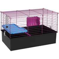 PawHut - Cage pour lapin, cochon d’Inde, furet, rat, hamster 28 po L - noir-Convient aux petits lapins, visons, chinchillas, cochons d’Inde et autres petits animaux de compagnie 