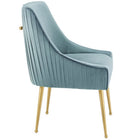 Modway - Discern Dos plissé Velours Performance Rembourré Chaise à manger - Bleu clair-Acier inoxydable en or brossé