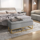 HOMCOM - Banc ottoman de rangement rembourré à dessus rabattable - gris-Pieds en acier avec revêtement en poudre pour une grande stabilité et durabilité  