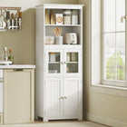 HOMCOM - Armoire de cuisine autoportante 63 po avec étagères - blanc-L'étagère réglable dans l'armoire inférieure permet un rangement facile et organisé des objets de différentes tailles 