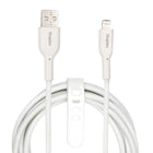 Staples - TECH Câble tressé de chargement Lightning vers USB-A - 6,6 pi - blanc-Câble tressé durable et anti-enchevêtrement testé pour résister à jusqu’à 5 000 torsions