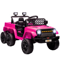 Qaba - Voiture RC électrique pour enfants 12V 7A avec commutateur 4WD/2WD - rose-Les quatre moteurs 12V permettent une transition sans faille entre la conduite 4x4 et 2x2 