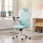 HOMCOM - Chaise de bureau ergonomique avec repose-tête - vert clair-Accoudoirs relevables pour économiser de l'espace et permettre le rangement sous le bureau 