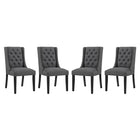 Modway - Baronet Tissu Chaise à manger Ensemble de 4 - Gris-Fauteuil d’appoint moderne élégant