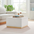 Modway - Tilden Grand velours de performance carré de 28 pouces Rembourré Ottoman - Albâtre naturel-Socle en caoutchouc