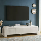 Modway - Waterflute 68 po cannelé Meuble TV, Blanc mat-Portes à pousser pour ouvrir