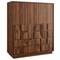 Modway - Bulwark 3 portes Garde-robe, Noyer-Étagères ajustables