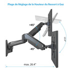 ShoppingAll Support mural pneumatique à double ressort à gaz pour double écran - Noir-Le moniteur peut s'incliner de -85 degrés à +90 degrés.