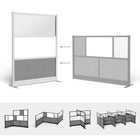 Luxor - Mur modulaire 53 x 70 - Cadre gris large, fenêtre givrée, tableau blanc, PET gris frais-Se connecte à tous les murs de séparation Luxor