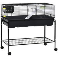 PawHut - Cage pour petits animaux deluxe, habitat pour animaux de compagnie, clapier à roulettes pour lapin-Convient aux lapins, cochons d’Inde, visons domestiques, chinchillas et autres petits animaux 