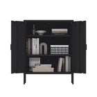 Manhattan Comfort - Buffet d’appoint moderne Naomi 31,5 po - Noir-Garantie limitée du fabricant de 30 jours