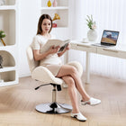 HOMCOM - Chaise de bureau pivotante avec large siège - dossier papillon - blanc crème-Rotation fluide à 360° pour une manipulation facile du fauteuil 