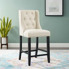 Modway - Baronet Bouton à touffe Tissu rembourré Tabouret de comptoir - Beige-Tissu polyester doux pour tissu